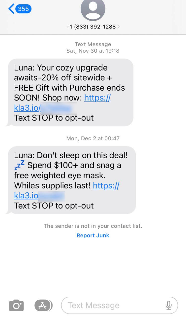 Long Code Luna text messaging